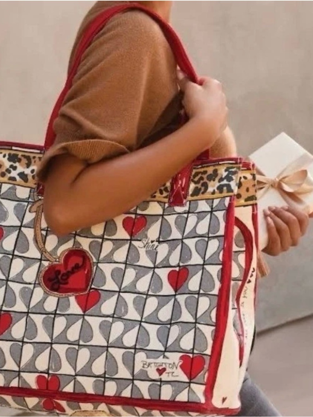 Brighton WILD LOVE Tote Bag, Hearts on Canvas, New with Tag ($150) - Picture 3 of 7